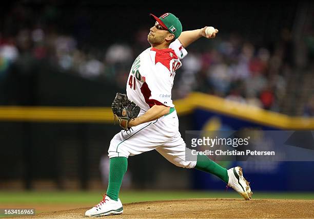 Starting pitcher Marco Estrada of Mexico pitches against Canada during the World Baseball Classic First Round Group D game at Chase Field on March 9,...