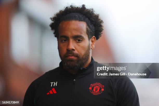 Tom Huddlestone of Manchester United during the EFL Papa John's Trophy group stage match between Stockport County and Manchester United U21 at...