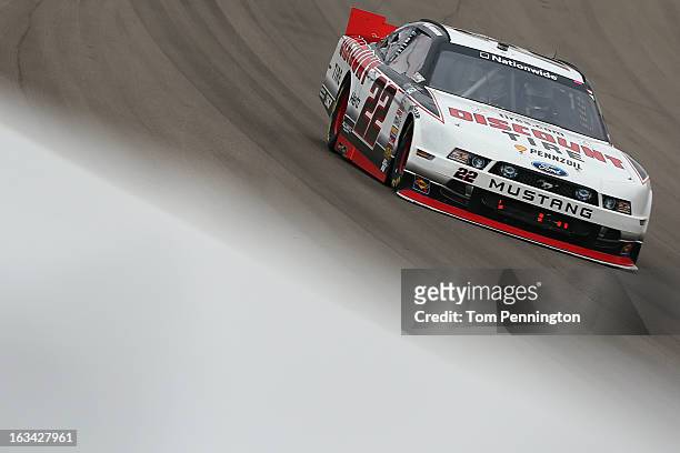 Brad Keselowski, driver of the Discount Tire Ford, drives during the NASCAR Nationwide Series Sam's Town 300 at Las Vegas Motor Speedway on March 9,...