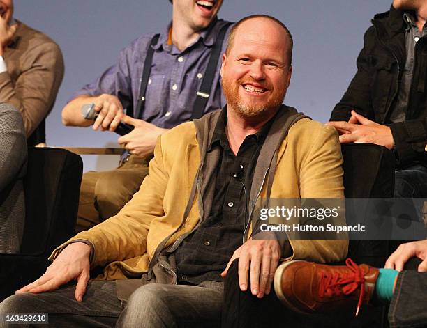 Writer/director Joss Whedon speaks onstage at the Much Ado About Much Ado Panel during the 2013 SXSW Music, Film + Interactive Festival at Austin...
