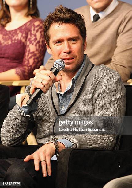 Actor Alexis Denisof speaks onstage at the Much Ado About Much Ado Panel during the 2013 SXSW Music, Film + Interactive Festival at Austin Convention...