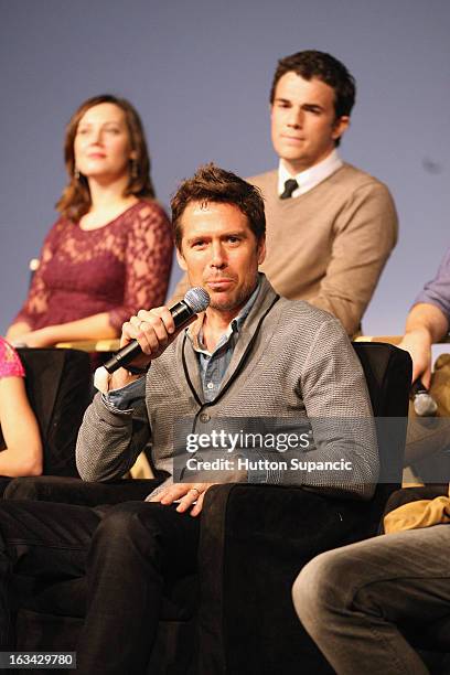 Actor Alexis Denisof speaks onstage at the Much Ado About Much Ado Panel during the 2013 SXSW Music, Film + Interactive Festival at Austin Convention...