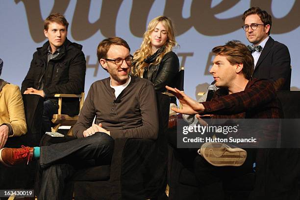 Actor Spencer Treat Clark, Adam B. Vary, writer Entertainment Weekly and actors Ashley Johnson, Tom Lenk and Fran Kranz speak onstage at the Much Ado...