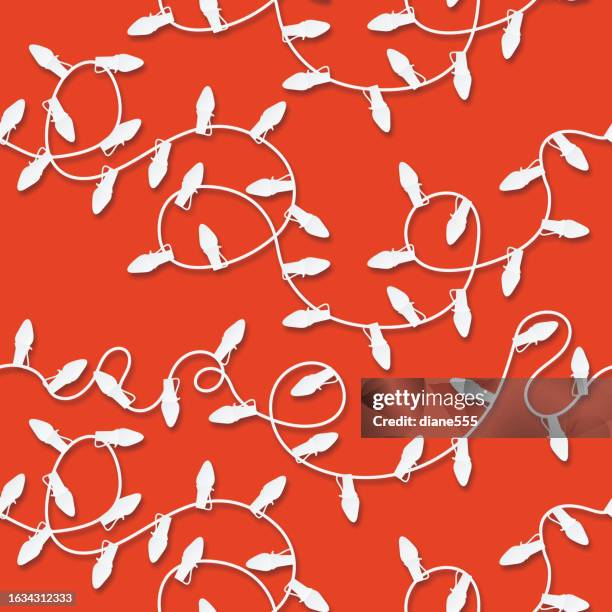 cut paper christmas light seamless pattern - christmas lights stock illustrations