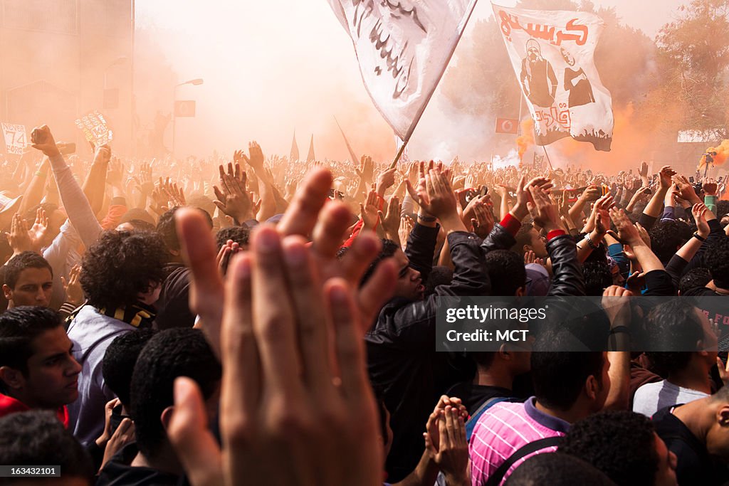 Emotions and excitement take over Saturday outside Cairos Ultras Al-Ahly football club over the Egyptian court's verdict in the Port Said trial.