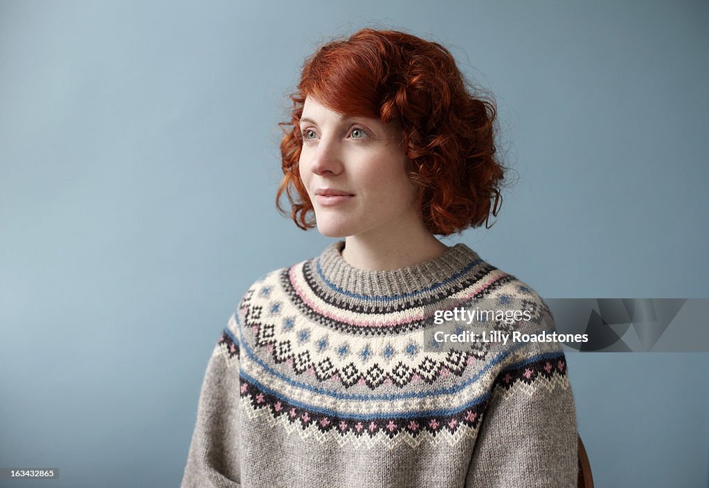 Young woman wearing nordic jumper
