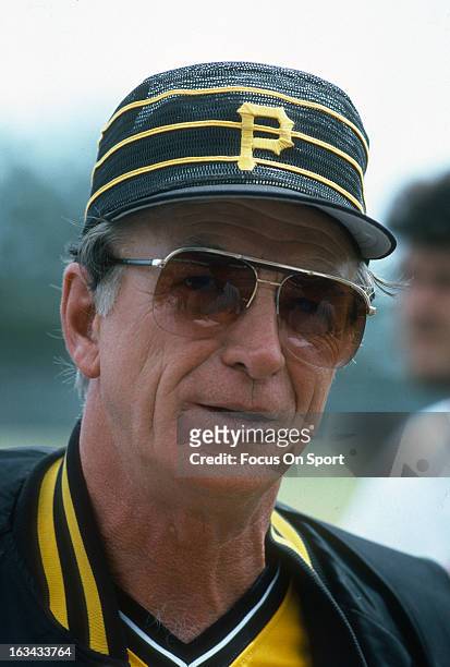 Manager Chuck Tanner of the Pittsburgh Pirates looks into the camera for this portrait before the start of an Major League Baseball game circa 1984....
