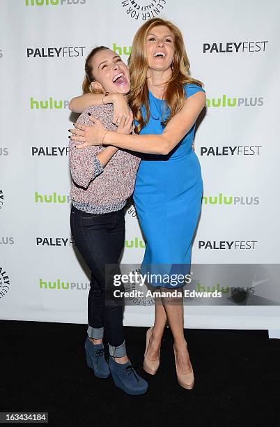 Actresses Hayden Panettiere and Connie Britton arrive at the 30th Annual PaleyFest: The William S. Paley Television Festival featuring "Nashville" at...