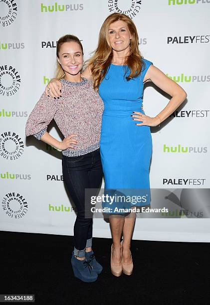 Actresses Hayden Panettiere and Connie Britton arrive at the 30th Annual PaleyFest: The William S. Paley Television Festival featuring "Nashville" at...