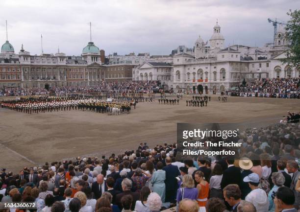 Celebrations on Horse Guards Parade in London on the occasion of the 90th birthday of Queen Elizabeth The Queen Mother on 4th August 1990.