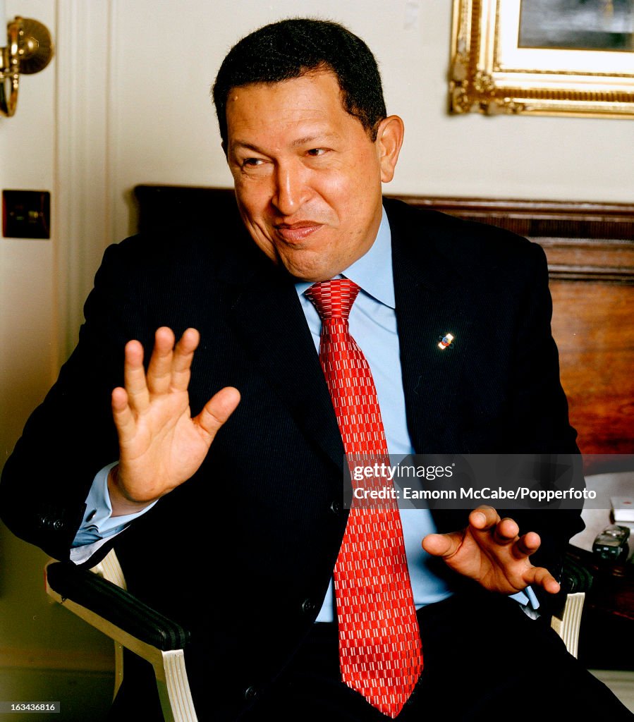Hugo Ch A portrait of Venezuelan President Hugo Chavez , Venezuela, circa ...