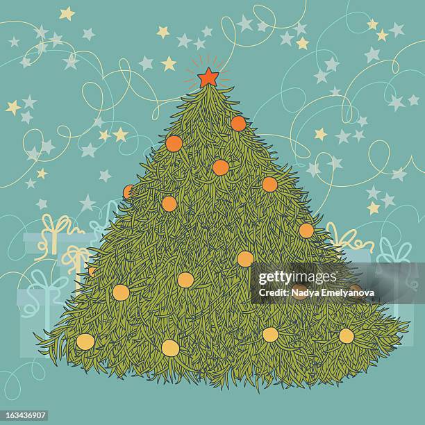 christmas tree - fluffy clouds stock illustrations