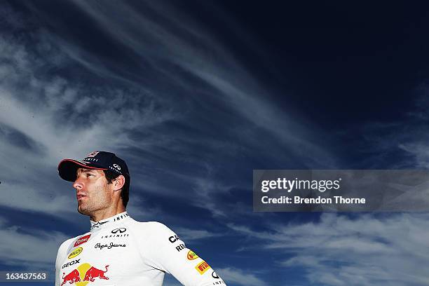 Mark Webber of Australia and Infiniti Red Bull Racing speaks with the media during the Top Gear Festival at Sydney Motorsport Park on March 10, 2013...