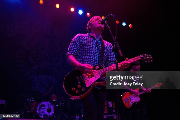 The Gaslight Anthem performs in concert at Egyptian Room at Old National Centre on March 2, 2013 in Indianapolis, Indiana.