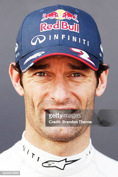 Mark Webber of Australia and Infiniti Red Bull Racing poses during the Top Gear Festival at Sydney Motorsport Park on March 10, 2013 in Sydney,...