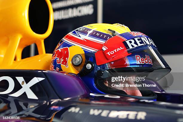 Mark Webber of Australia and Infiniti Red Bull Racing prepares to drive during the Top Gear Festival at Sydney Motorsport Park on March 10, 2013 in...