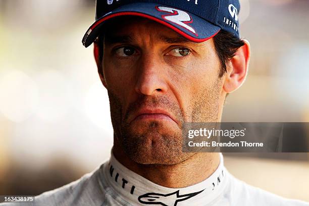 Mark Webber of Australia and Infiniti Red Bull Racing speaks with the media during the Top Gear Festival at Sydney Motorsport Park on March 10, 2013...