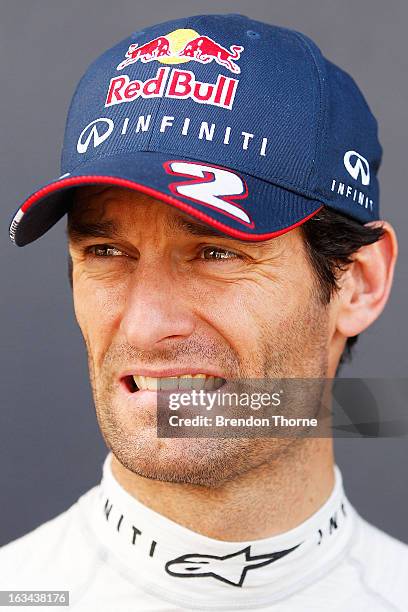 Mark Webber of Australia and Infiniti Red Bull Racing speaks with the media during the Top Gear Festival at Sydney Motorsport Park on March 10, 2013...