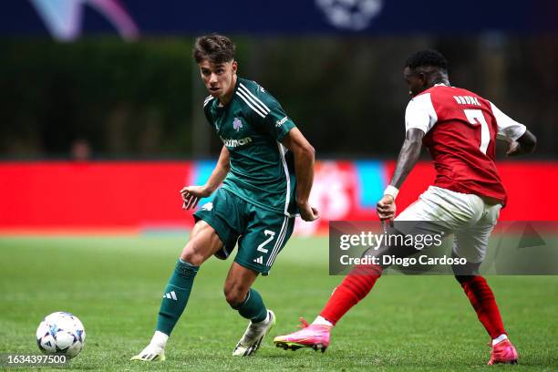 Bruma of Sporting Braga and Georgios Vagiannidis of Panathinaikos battle for the ball during the UEFA Champions League - Play-Off First Leg match...
