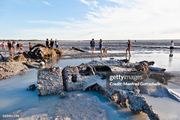flying boat wrecks at roebuck bay - broome australia stock pictures, royalty-free photos & images