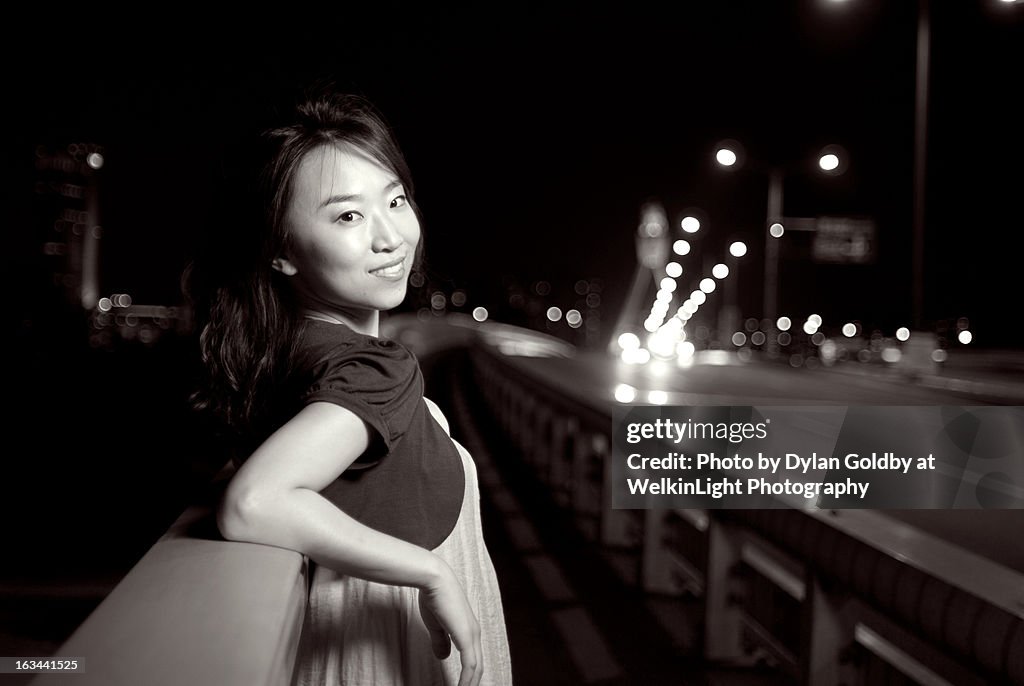 Korean girl on Han River Bridge