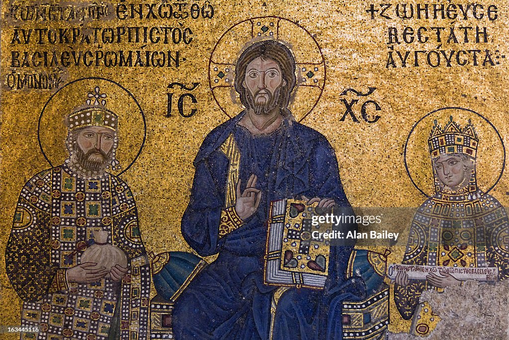Jsjsus Turkey Hagia Sophia Mosque Close Up Of Mosaic Depicting Jesus Christ An ...