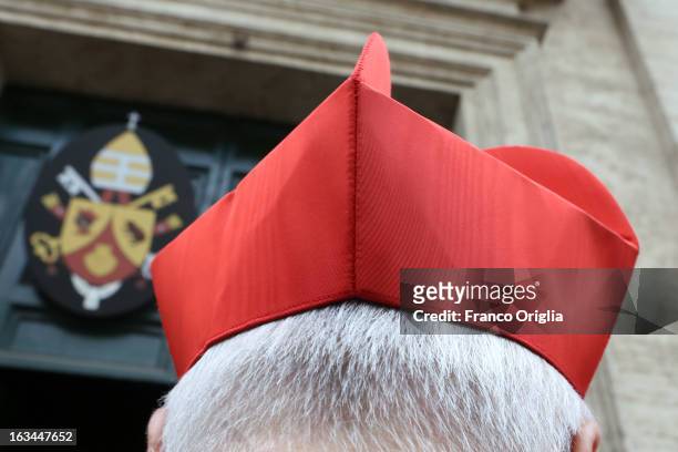Brasilian cardinal and Sao Paulo archbishop Odilo Pedro Scherer arrives at St. Andrea al Quirinale church to lead a Sunday service mass on March 10,...