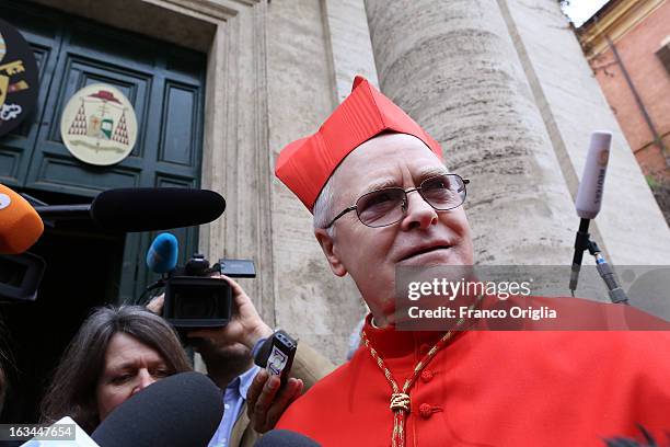 Brasilian cardinal and Sao Paulo archbishop Odilo Pedro Scherer arrives at St. Andrea al Quirinale church to lead a Sunday service mass on March 10,...