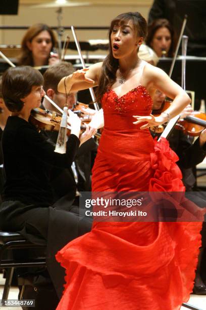 The soprano Sumi Jo performing arias by Donizetti, Offenbach and Delibes with American Symphony Orchestra, conducted by Steven Mercurio, at Carnegie...