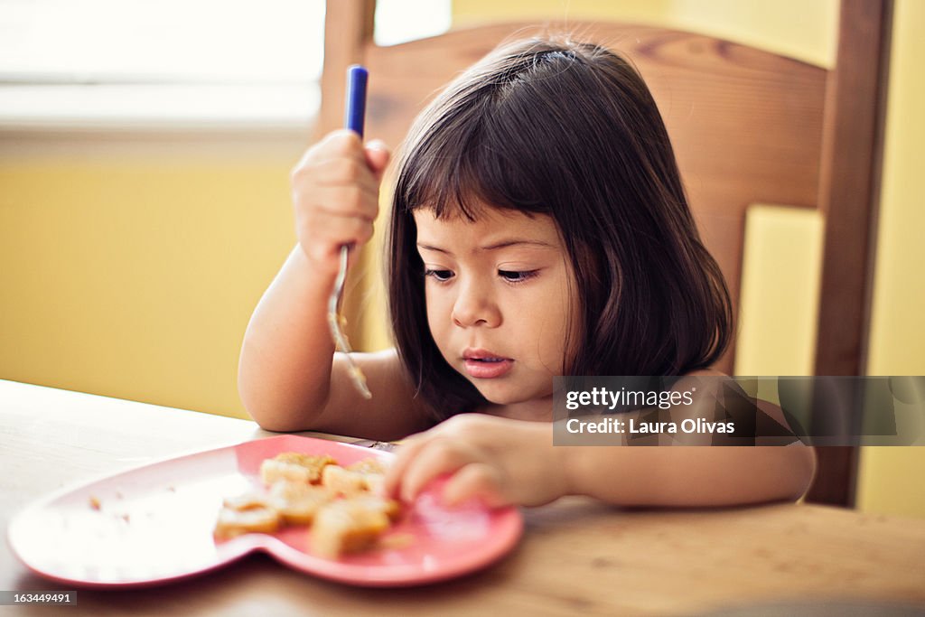 Toddler Eats From a Heart Shaped Plate