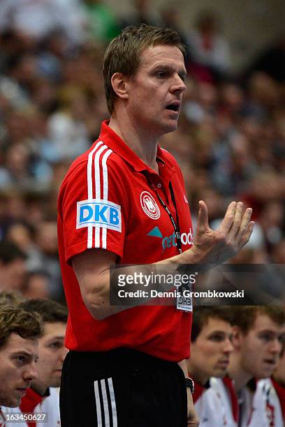 Head coach Martin Heuberger of Germany reacts during the DHB International Friendly match between Germany and Switzerland at Conlog-Arena on March...