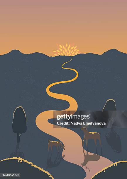 stockillustraties, clipart, cartoons en iconen met deers - atmosferische lucht