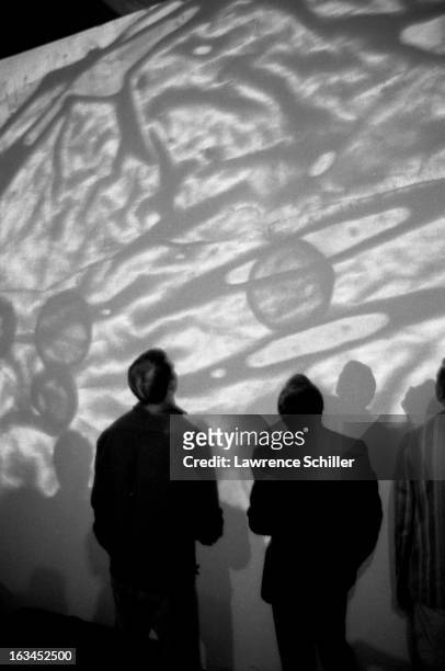 Under the influence of LSD , a group of young people watch a light show projected on the wall at an 'Acid Test,' Los Angeles, California, 1966. The...