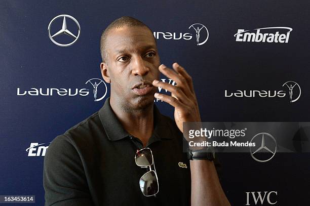 Laureus Academy Member Michael Johnson is interviewed during day 2 of the 2013 Laureus World Sports Awards on March 9, 2013 in Rio de Janeiro, Brazil.