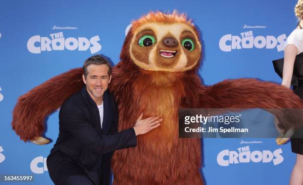 Actor Ryan Reynolds attends "The Croods" premiere at AMC Loews Lincoln Square 13 theater on March 10, 2013 in New York City.