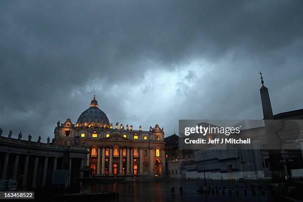 General view of St. Peter's Basilica on March 10, 2013 in Vatican City, Vatican. Cardinals are set to enter the conclave to elect a successor to Pope...