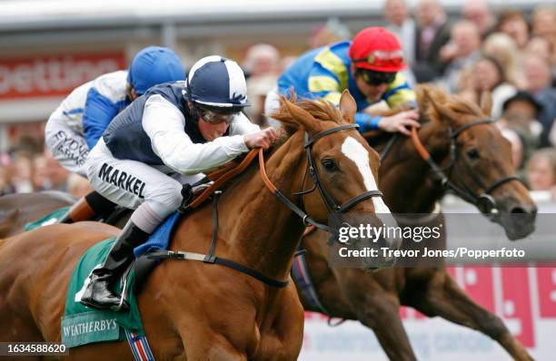 Jockey William Buick riding Gertrude Bell winning the Cheshire Oaks at Chester, 4th May 2010.