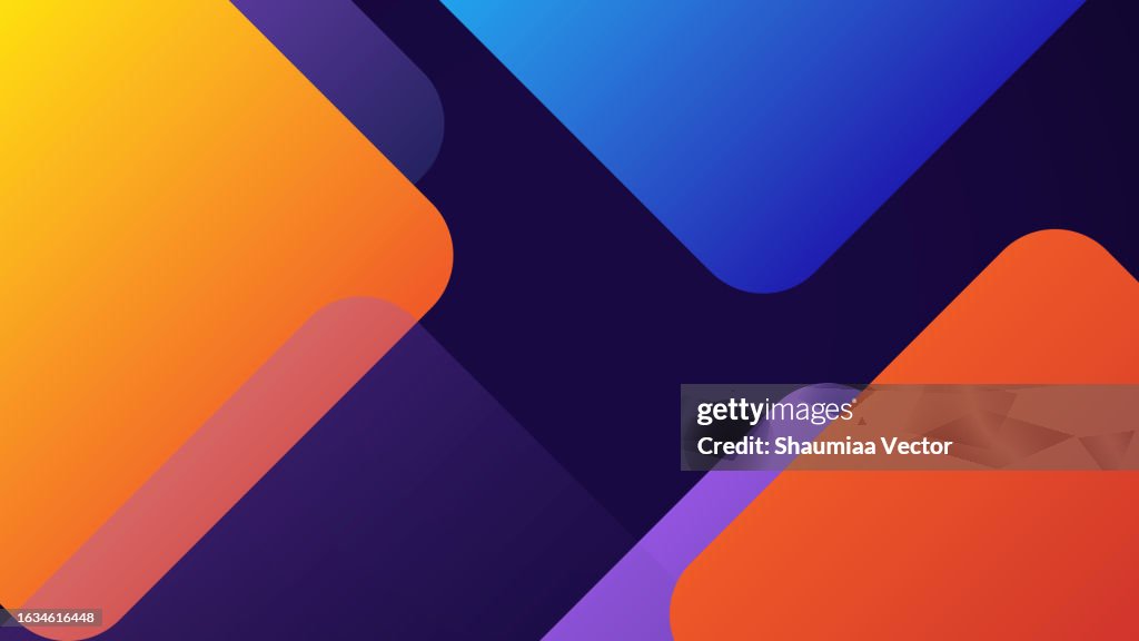 Multi colored abstract red orange green purple yellow gradient papercut overlap layers on dark blue background