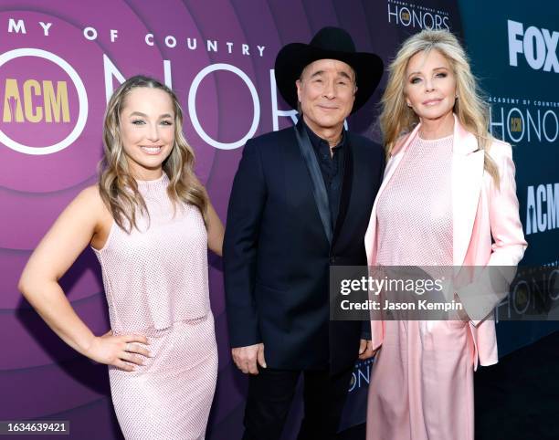 Lily Pearl Black, Clint Black and Lisa Hartman Black attend the 16th Annual Academy of Country Music Honors at Ryman Auditorium on August 23, 2023 in...