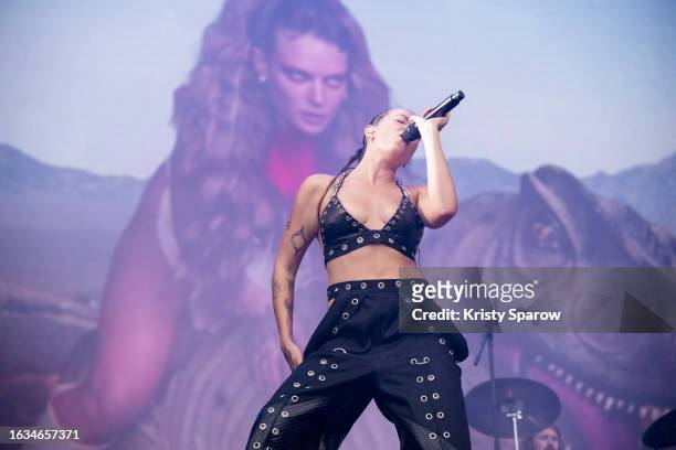 Tove Lo performs during the Rock en Seine Festival on August 23, 2023 in Saint-Cloud, France.