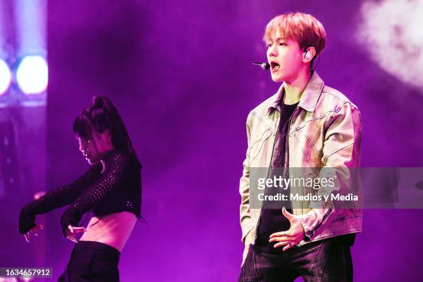 Baekhyun performs during KAMP Monterrey 2023 festival at Arena Monterrey on August 22, 2023 in Monterrey, Mexico.