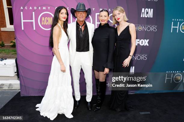 Audrey McGraw, Tim McGraw, Faith Hill and Maggie McGraw attend the 16th Annual Academy of Country Music Honors at Ryman Auditorium on August 23, 2023...