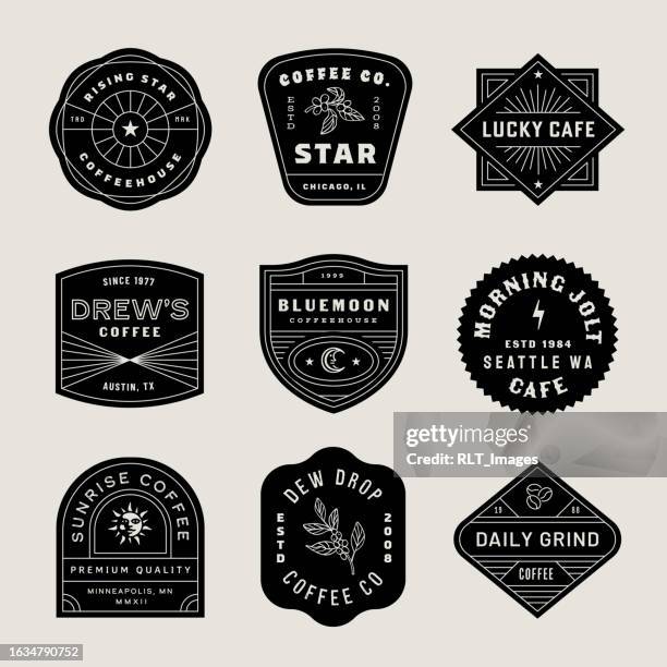retro coffee badge designs - coffee plant stock illustrations