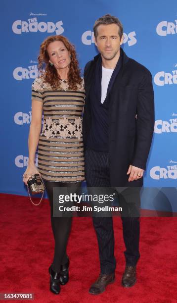Actors Robyn Lively and Ryan Reynolds attend "The Croods" premiere at AMC Loews Lincoln Square 13 theater on March 10, 2013 in New York City.