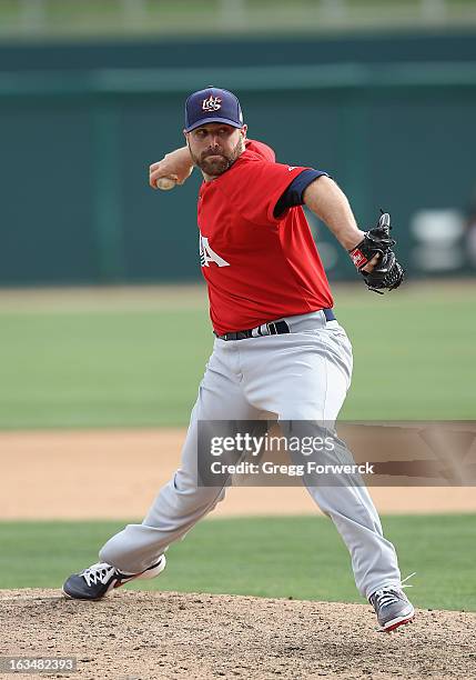 Mitchell Boggs of Team USA pitches against the Chicago White Sox during a WBC exhibition game at Camelback Ranch on March 5, 2013 in Glendale,...