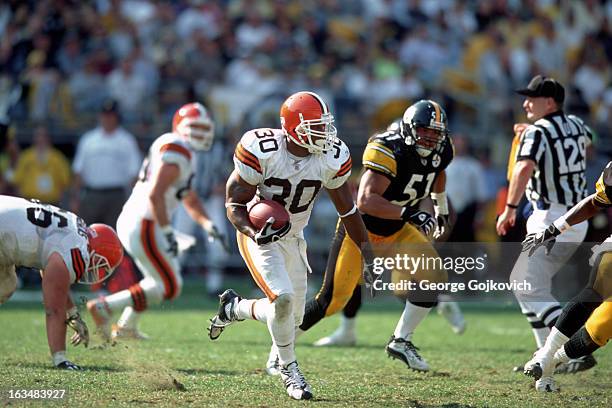 Running back Jamel White of the Cleveland Browns runs with the football during a game against the Pittsburgh Steelers at Heinz Field on September 29,...