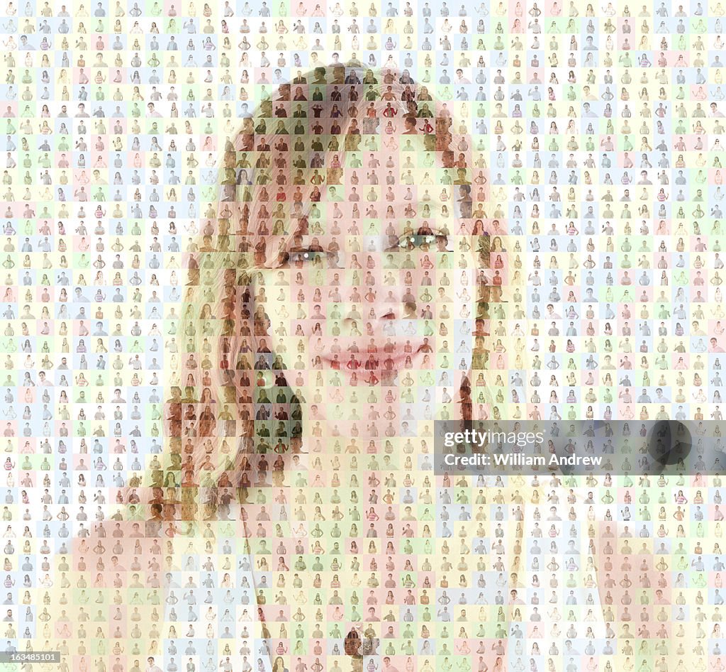 Portrait of woman composed of images