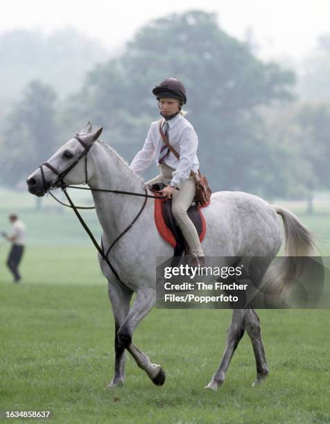 Zara Phillips, daughter of HRH Princess Anne and Mark Phillips , riding at the Royal Windsor Horse Trials, circa May 1991.