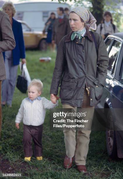 Princess Anne with her daughter Zara Phillips attending the Royal Windsor Horse Show, circa May 1983.