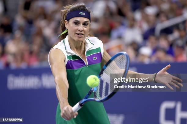 Gabriela Sabatini of Argentina participates in the Stars of the Open Exhibition Match to Benefit Ukraine Relief at USTA Billie Jean King National...